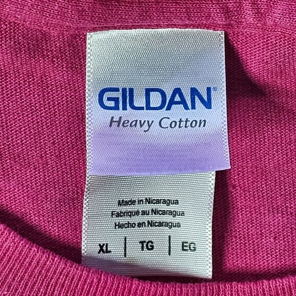 Razor Cut Sleeves Gildan Heavy Cotton Pink T-Shirt XL Upcycled OOAK Handmade - Picture 3 of 7